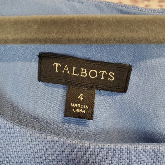 Talbots Sleeveless Linen Blend Tank Dress 4 Periwinkle Blue Crochet Lace Coastal - Picture 4 of 12